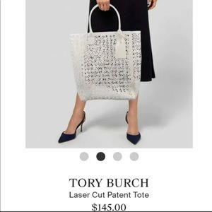 Tory Burch Laser-Cut Patent Leather Tote Bag